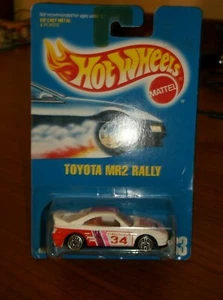 TOYOTA MR2 RALLY #233, white SUH HOT WHEELS BLUE CARD - Picture 1 of 1