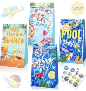Summer Pool Party Bags Beach Ball Goody Favor Gift Bags with Stickers 20 Bags - Picture 1 of 7