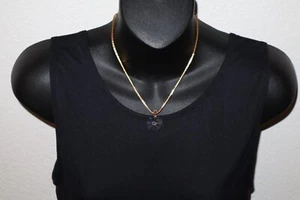 16” Gold Tone Chain Necklace With Octagon Crystal Pendant Simple Elegant Korea - Picture 1 of 14
