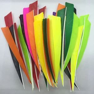 100pcs 5" Shield Cut Archery Fletches Red White Black Feather Fletchings - RW - Picture 1 of 15