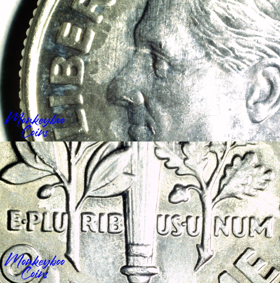 2007 P Roosevelt Dime - Grease Strike-Through Obv and Rev -Rare Error Coin - Image 1 of 4