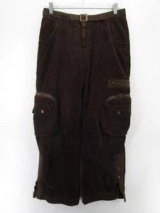 Y2K Corduroy Pants Women Small Brown Cargo Wide Leg Grunge Skater Street One * - Picture 1 of 14