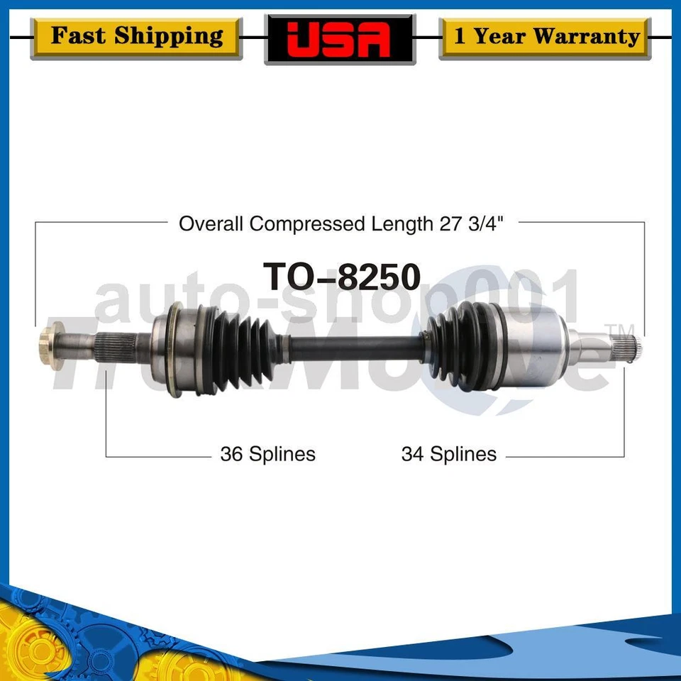 Eje delantero izquierdo CV eje articulado para Toyota Tundra 2012 2011 2010 2009 2008 2007 Foto 1 de 1