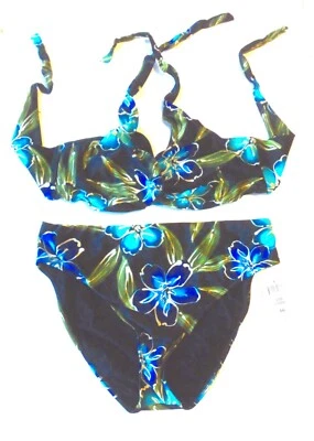 Traje de baño bikini halter negro Sunsets Costa Rica talla 38DD Top 16 pantalones nuevo con etiquetas $118 Foto 1 de 3