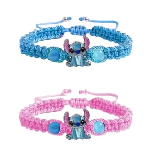 Juego de 2 pulseras trenzadas temáticas Stitch and Angel BFF de dibujos animados - Imagen 1 de 1