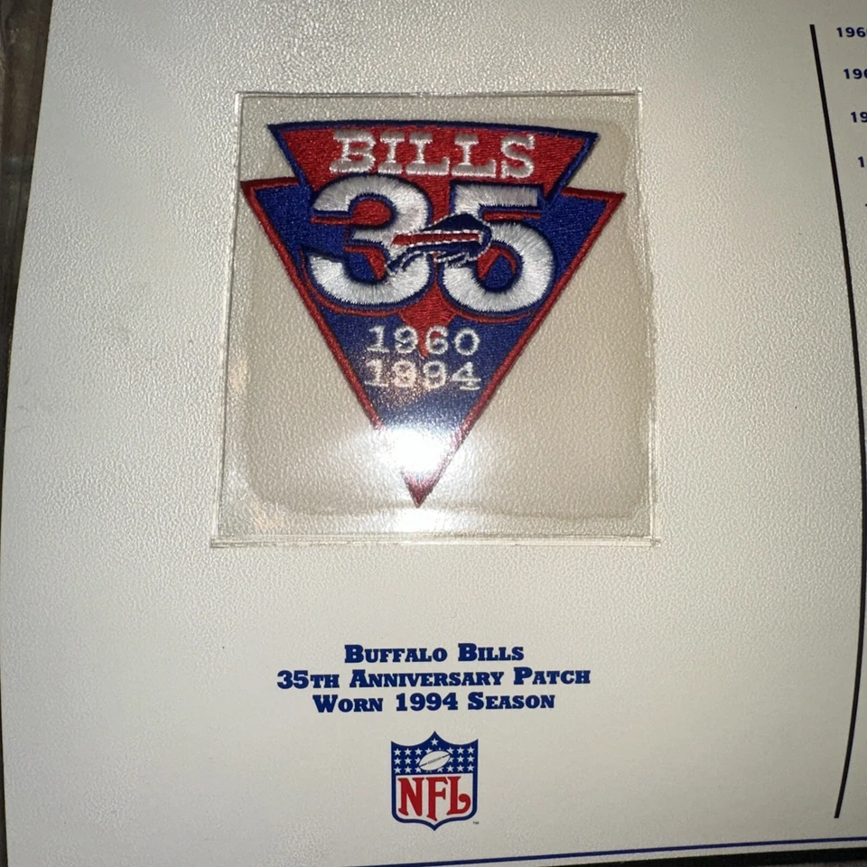 BUFFALO BILLS 35th ANNIVERSARY NFL TEAM PATCH Willabee Ward PATCH ONLY Worn 1994 - Image 1 of 4