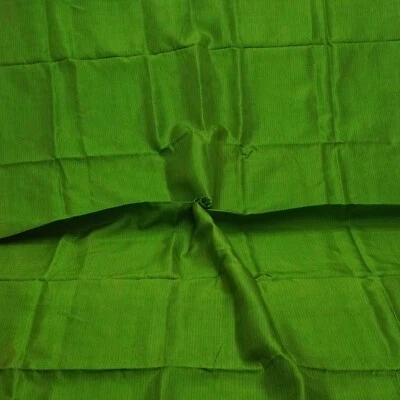 Vintage Green 100%Pure Silk Handloom Striped Sari Remnant 5YD Craft Fabric Scrap - Image 1 of 4