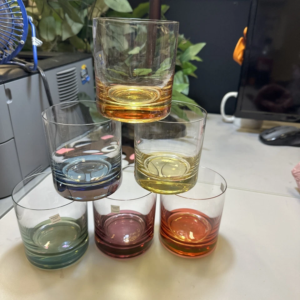 Juego de 6 vasos de whisky Bohemia Barline de colores antiguos Foto 1 de 4