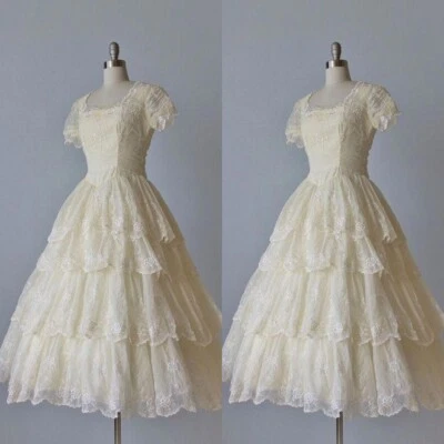 Vestido de noiva curto champanhe leve comprimento chá manga curta babados vestido de noiva - Imagem 1 de 4