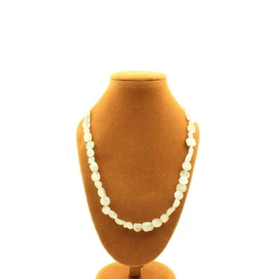 Piedras Y Minéraux. Collar Cuentas Piedra Lunar de India Cadena Acero Inoxidable - Imagen 1 de 3