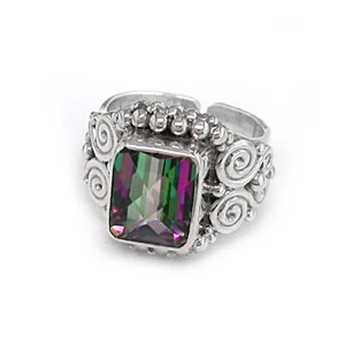 Ofertas Anillo Topacio Místico Hecho a Mano de Plata de Ley 925 Sajen Talla 8 Foto 1 de 1