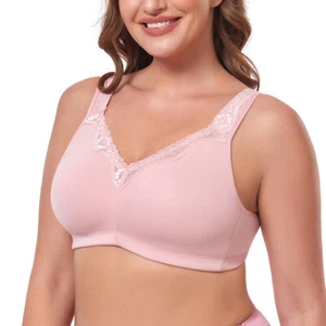 UK Ladies Plus Size Bra Cotton Rich Full Firm Support Non Wired Non Padded Bra & - Picture 1 of 37
