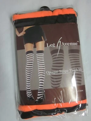 LEG AVENUE CALCETINES HALLOWEEN A RAYAS OPACAS HASTA EL MUSLO - ESTILO #6005 TALLA ÚNICA Foto 1 de 4