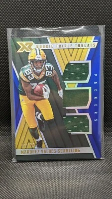 2018 Panini XR Rookie Triple Threats Blue Marquez Valdes-Scantling /75 PACKERS - Image 1 of 2