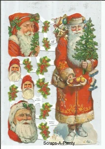 German Embossed SILVER GLITTER Scrap Die Cut - Christmas Santa EF7219G - Picture 1 of 1