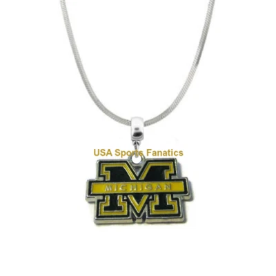NCAA - Michigan Wolverines Team Logo Pendant Necklace On 925 Snake Chain - Image 1 of 2