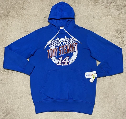 NEW Tony Stewart Nascar sweatshirt Mens Size Large L Blue Hoodie Sewn NWT Adult Cover