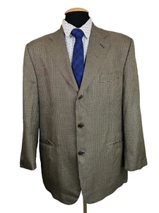SAKS 5th AVENUE Mens Brown WOOL SILK Classic Fit Sport Coat Blazer Jacket 46R - Picture 1 of 11