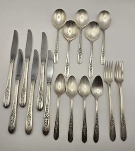 Oneida Nobility Plate Royal Rose Silverplate Flatware 1939  17 Pieces Silverware - Picture 1 of 9