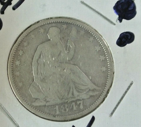 1847 O - Silver Seated Liberty Half Dollar 50C Coin Cover