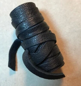 Men's Viking Hair Style Ponytail Holders Black Leather Wrap Ties Men's Cuff - Picture 1 of 32