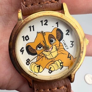 Rare Vintage Timex Lion King Simba Disney Wristwatch Woven Leather NEEDS BATTERY - Picture 1 of 13