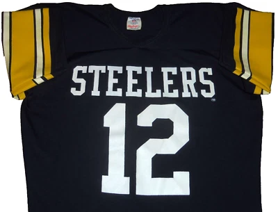 VINTAGE 70's TERRY BRADSHAW #12 PITTSBURGH STEELERS NFL RAWLINGS JERSEY M 38-40 - Imagem 1 de 3