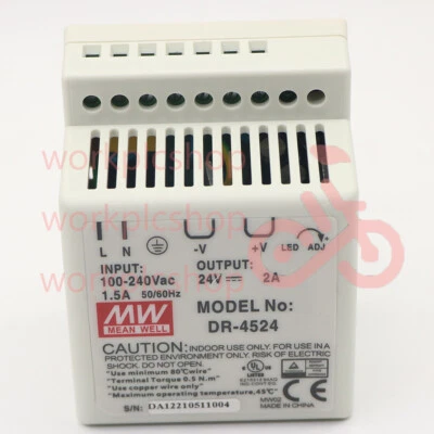 1PCS NEW Meanwell DR-4524 Ac To Dc Din-Rail Power Supply 24V 2 Amp 48W 1.5" - Image 1 of 4