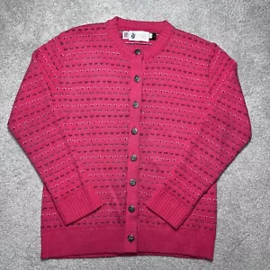 VTG Winona Knits Cardigan Sweater Womens Large Pink Wintuk USA Cottage Grandma - Picture 1 of 11