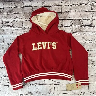 Levi’s Kids Rojo Retro Logo Grande Estilo Resistente Forro Suave Pullover Sudadera con Capucha Talla M Foto 1 de 4