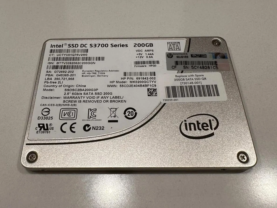 HP Intel SSD DC S3700 Series 200GB SSDSC2BA200G3P 2.5"SATA Solid State Drive - Image 1 of 1