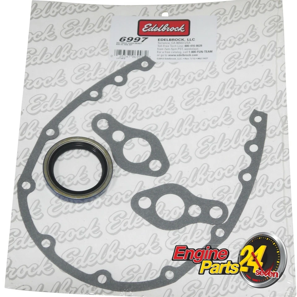 CHEVY SB 283 307 327 350 400 TIMING COVER GASKET SET EDELBROCK 6997 - image 1 of 1
