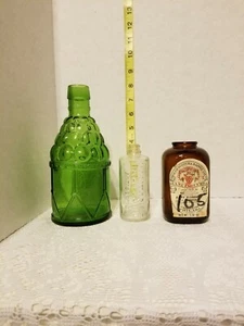 3 Vintage bottles -Tobacco Scotch Rappee Snuff, Wheaton, & Halitosine (L1) - Picture 1 of 6