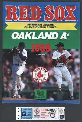 1988 Boston Red Sox American League Championship Series Program with Full ticket - Image 1 of 3