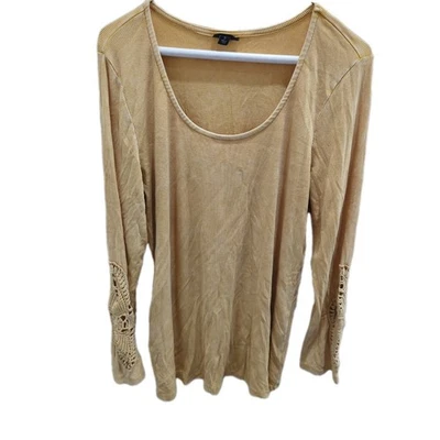 Camisa Torrid Mujer Talla 2 Amarilla Desteñida Acanalada/Lavada Look Crochet Manga Larga Foto 1 de 4