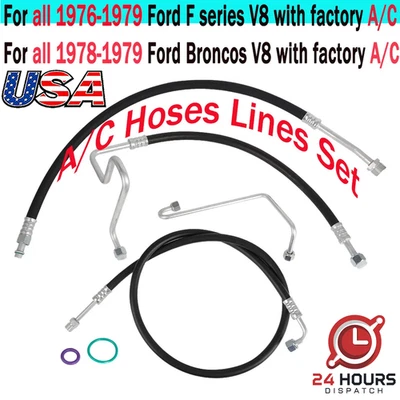 Kit de línea de manguera de aire acondicionado para Ford Bronco F-150 F-100 V8 1976-79 manguera de succión de descarga Foto 1 de 4