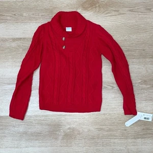 Edgehill collection red thick cable knit 100% cotton sweater boy’s size 6 - Picture 1 of 5