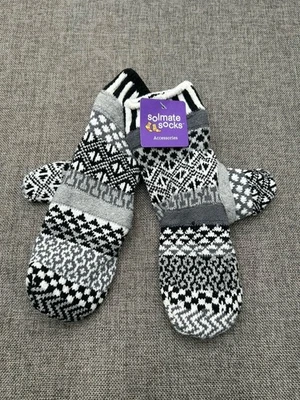 Solmate Socks Black Gray Midnight Mitten Gloves Fleece Lined Made In USA - Image 1 of 4