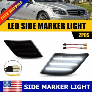 Fits 08-11 Mercedes Benz W204 C-Class Smoked White LED Bumper Side Marker Lights - Bild 1 von 24