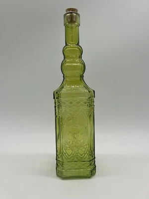 Новый запечатанный! Уникальная декоративная стеклянная бутылка с тиснением CRAFTS CO зеленая 12,25 дюйма 26 унций - Изображение 1 из 3