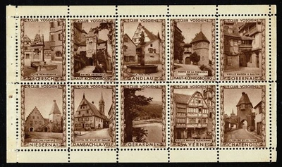 !! CINDERELLAS France ALSACE Complet sheet feuillet 10 vignettes Touristiques ** - Photo 1/2