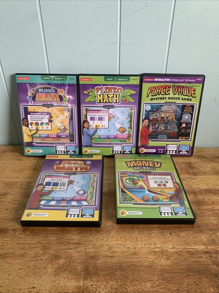 Lakeshore Interactive Whiteboard Lot Of 5 Computer CD grade 1-5 Home School Math - Image 1 of 4
