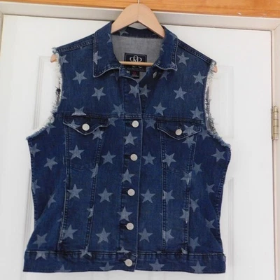 Chaleco vaquero descolorido Rock & Republic para mujer chaqueta sin mangas talla XL Foto 1 de 4