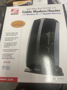 Zoom Cable Modem Router with Wireless N - DOCSIS 3.0 Model 5354 Brand New Sealed - Picture 1 of 14