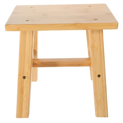 Bamboo Stool Comfortable Low Stool Entrance Footstool Shoe Changing Stool - Image 1 of 4