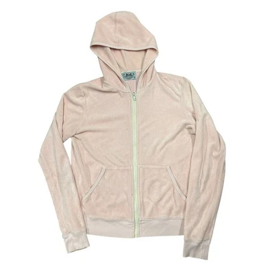 Chaqueta deportiva vintage Juicy Couture para mujer XL rosa cremallera completa hecha en terciopelo EE. UU. Foto 1 de 4