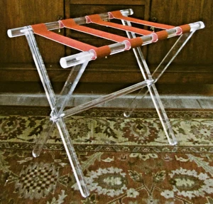 Acrylic Luggage Rack Foldable Suitcase Stand with Leather Straps - Picture 1 of 7