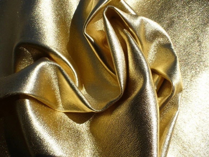 Couro metálico dourado pele de cordeiro real 100% couro genuíno couro macio premium para artesanato 6  - Imagem 1 de 3