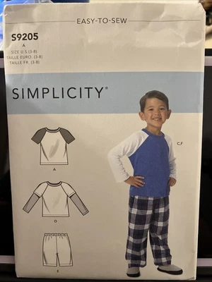 Simplicity Sewing Pattern S9205 A Boys Pajamas Size 3 4 5 6 7 8 - Image 1 of 2