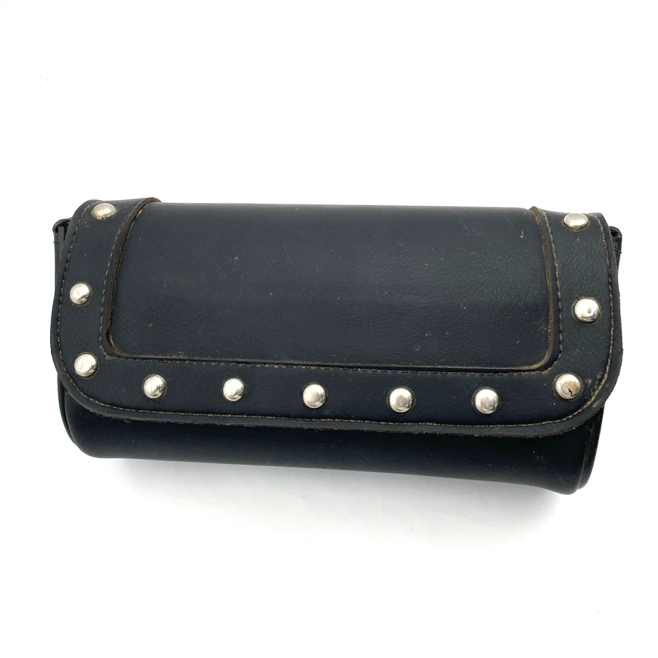 Oversized Black Studded Windshield Storage Bag Pouch Harley Honda Indian Triumph - Image 1 of 4